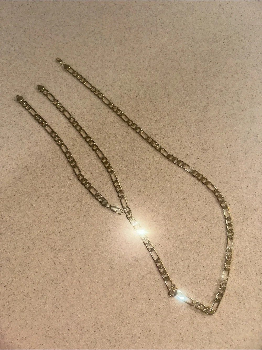 Gold filled Chain Link Necklace and Bracelet Set - Classic Unisex Jewelry